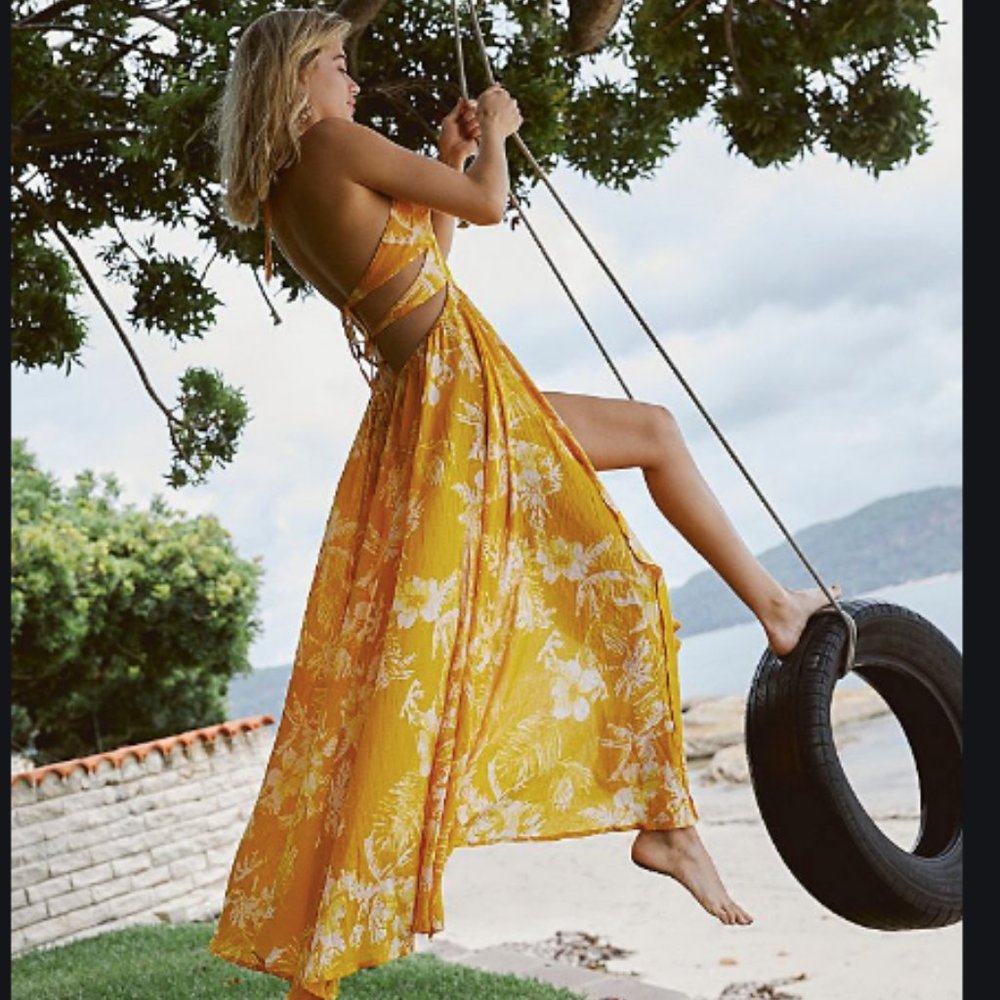 Free People Yellow Lillie Maxi Dress